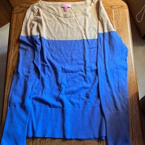 Lily Pulitzer medium color blocked l/s sweater tan and blue